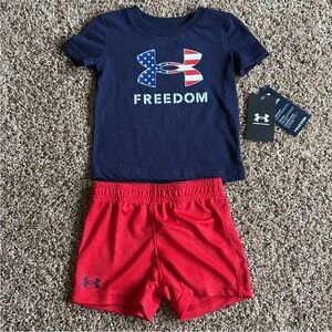 Under Armour Baby Boys Matching 2 Piece Set Navy Blue Logo, Size 12 months